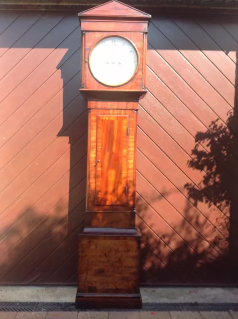 19th Century Scottish Figured Mahogany Longcase Grandfather Clock