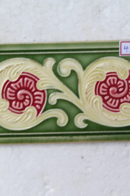 Japan antique art nouveau vintage majolica border tile c1900 Decorative NH4361 3
