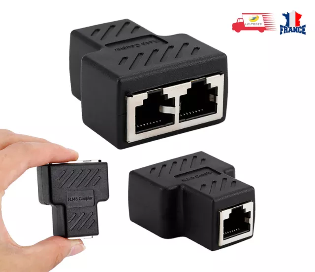 Coupleur Adaptateur RJ45 1 Femelle à 2 Femelle Ethernet Cat 5 Cat 6 Ethernet LAN