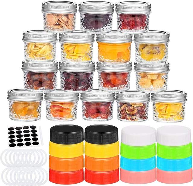 16 PACK Mini Mason Jars Glass Canning Jars, 4 OZ Jelly Jars With Regul...