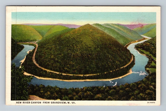 Grandview WV-West Virginia, New River Canyon Aerial View Vintage Postcard