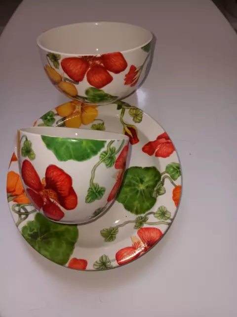 Poole Pottery Nasturtium  Tea Cup And Saucer plus sugar bowl