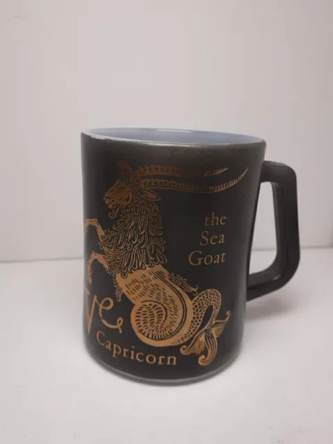 Vintage Zodiac Capricorn Coffee Mug- Federal Anchor Hocking Style- Black & Gold