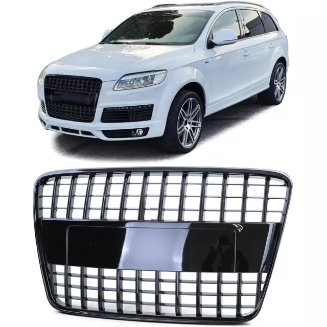 Waben Sport Kühlergrill ohne Emblem Schwarz Glanz für Audi Q7 4L 05-09