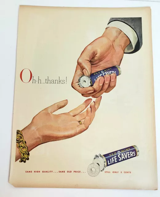 Vintage LIFE SAVERS Pep-O-Mint Original  Magazine Print Ad 1948 #2