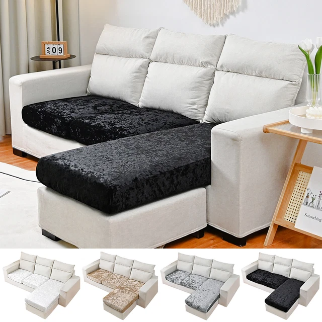Crushed Velvet Sofa Seat Cushion Covers 1/2/3/4Seater Stretch Couch Protector US