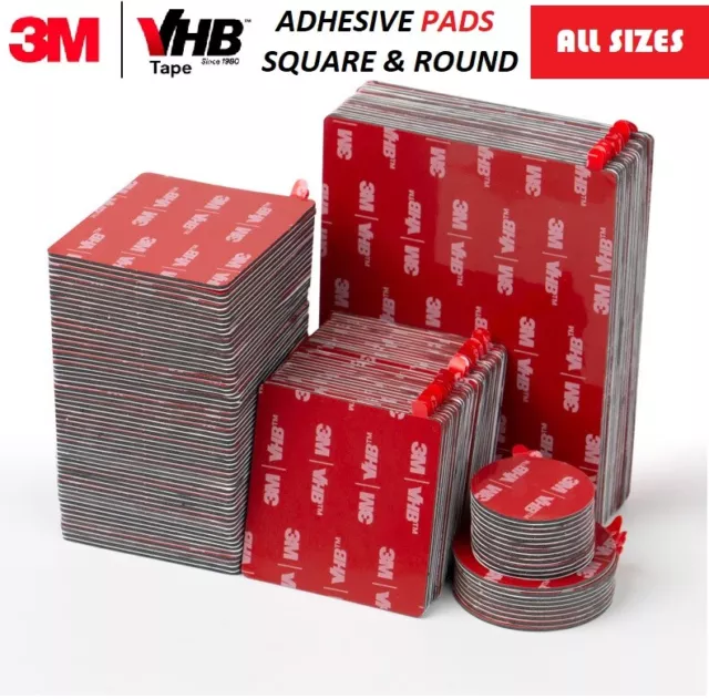 3M DOUBLE SIDED STICKY PADS Strong Heavy VHB Adhesive Mounting Tape Square Round