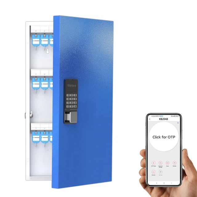 WeHere Smart Key Lock Box (48 Keys) with APP; Key Cabinet Wall Mount use