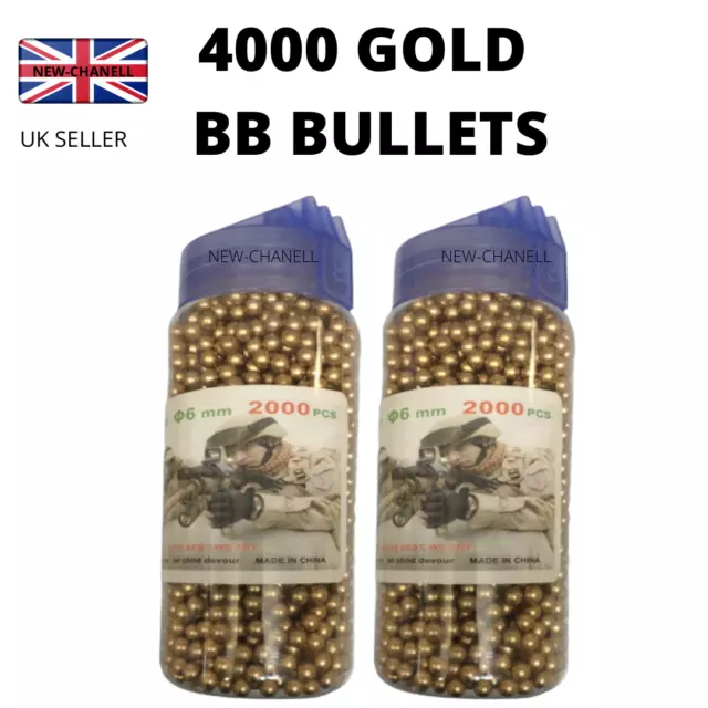 4000 GOLD BULLETS HIGH GRADE BB GUN Pellets Ammo 6 mm 0.012 g Airsoft 2x2000