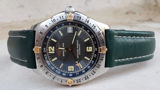 Breitling Antares B32047 Gold & Steel Green 38Mm Mens Automatic Watch