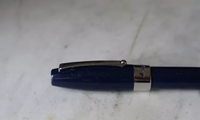 Magnifique Stylo Plume Montegrappa Fortuna Resine Bleu Fonce - Finition Platinum 2