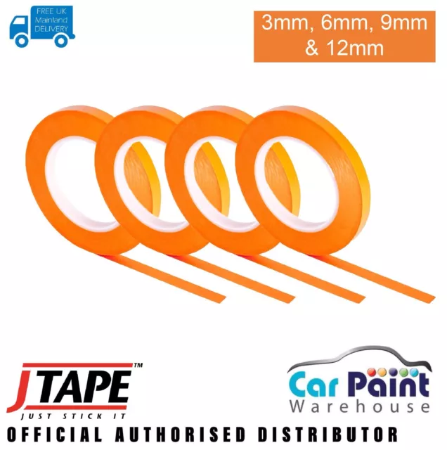 J Tape Roll Fine Line Orange Masking Tape MULTI DEAL - 3mm, 6mm, 9mm & 12mm