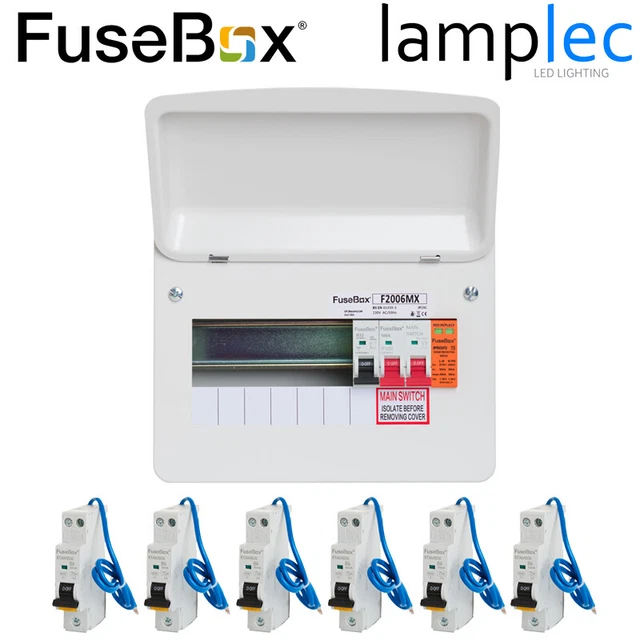 FUSEBOX F2006MX 6 Way SPD Metal Consumer Unit with 6 Mini A Rated DP RCBOs 100A £204.05 FUSEBOX F2006MX 6 Way SPD Metal Consumer Unit with 6 Mini A Rated DP RCBOs 100A £204.05