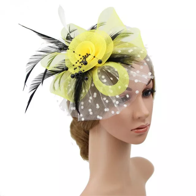 Alice Feather Clip Hair Headband Ladies Fascinator Wedding Royal Ascot Races UK