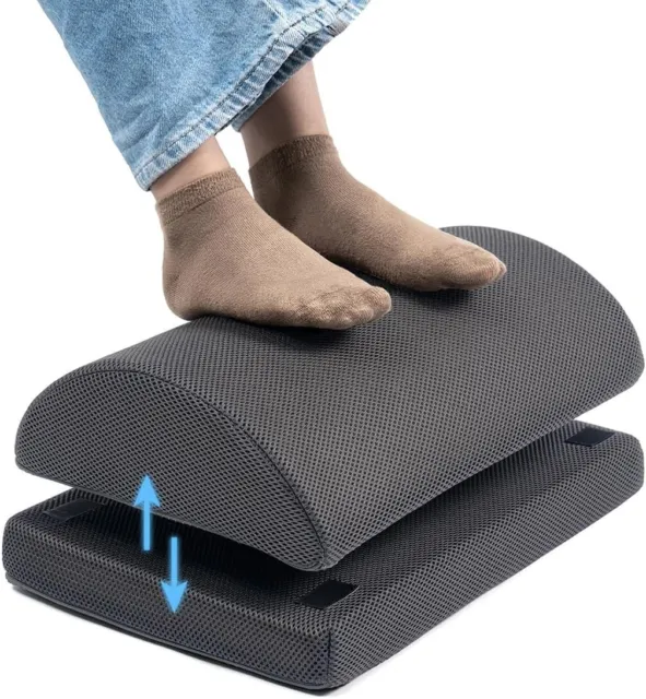 Footrest - Foot Rest for Under Desk at Work - Memory Foam Foot Stool with 2 Adju