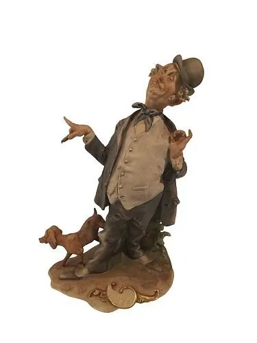 Giuseppe Cappe Capodimonte Figurine Of An Old Man With His Dog