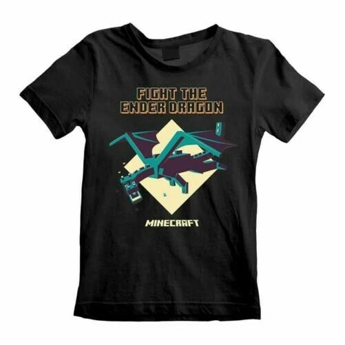 Per Bambini Minecraft 'Fight Il Ender Dragon' Nero Girocollo T-Shirt