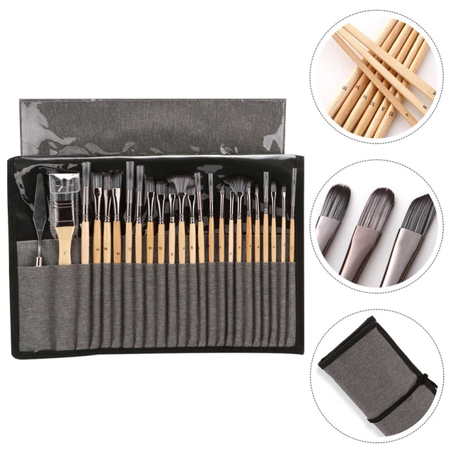 24 Pcs Acrylic Paint Brushes Nylon Hair Brush Canvas Set Accessories