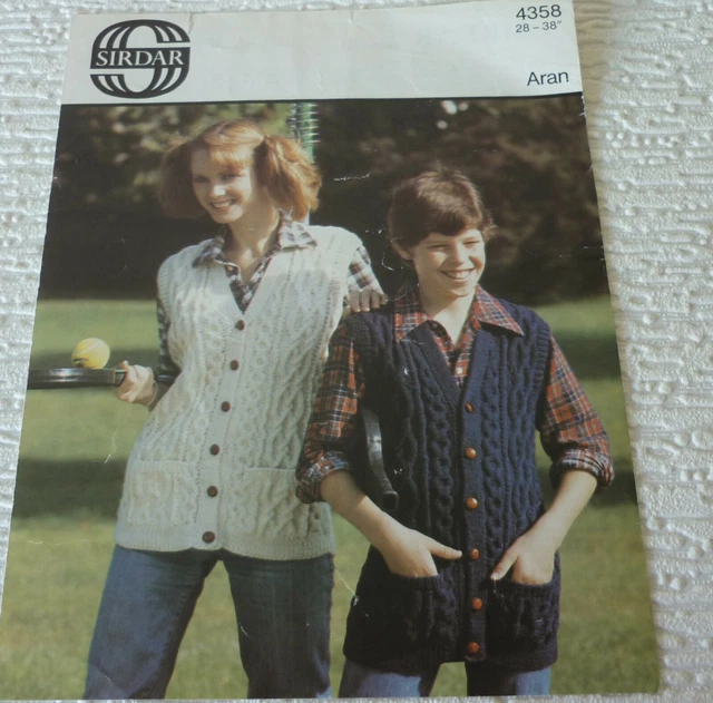 VINTAGE KNITTING PATTERN Childs Waistcoat Sirdar Aran Sizes 2838