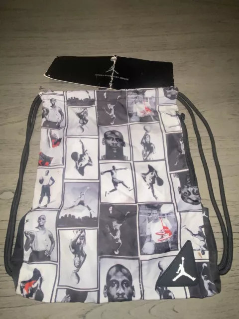 MICHAEL JORDAN Jumpman Drawstring Gym Sack Bag Black/White/Red - New READ!!!