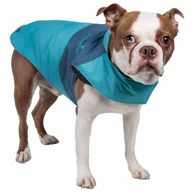 Touchdog Lightening-Shield Waterproof 2-in-1 Convertible Dog Jacket w/ Blackshar