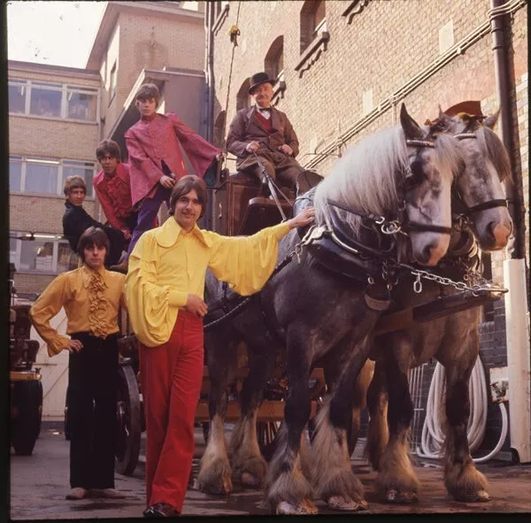 Status Quo 1960s British Rock Band Photo Shoot with Horses Original Transparency