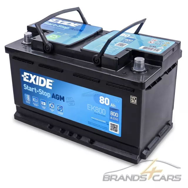 EXIDE AUTOBATTERIE 12V 80Ah STARTERBATTERIE 800A EK800 START-STOP AGM 3