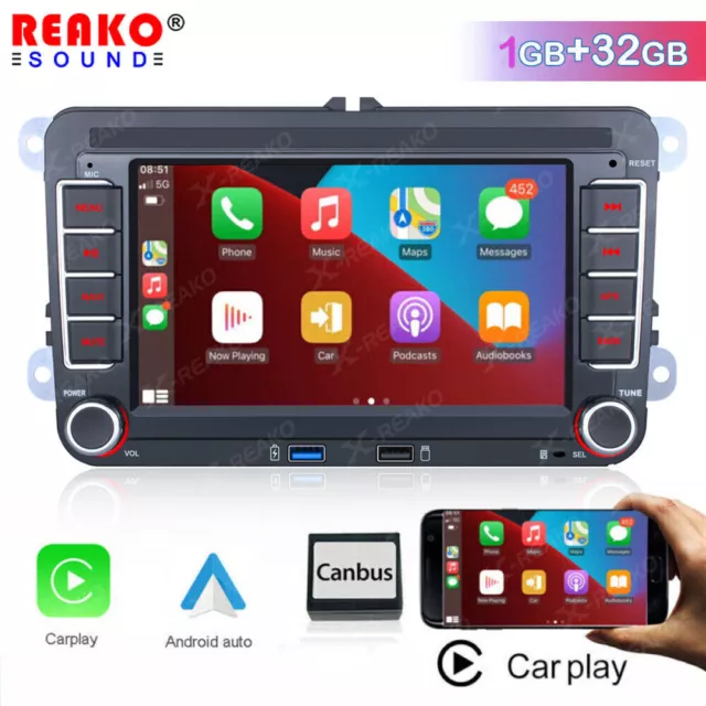 For VW GOLF MK5 MK6 7" Fit Apple Carplay Car Stereo Radio Android 12 GPS Player