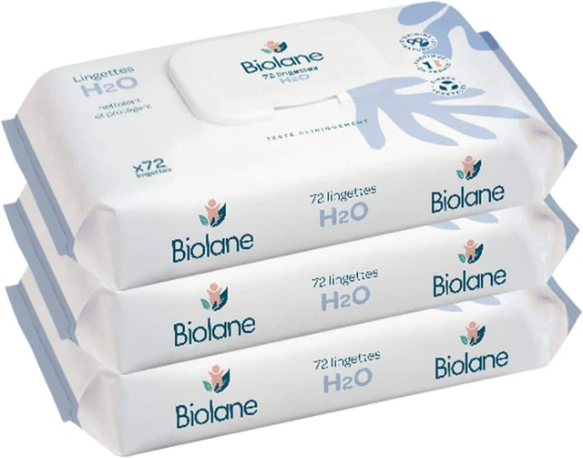 - Lingettes Nettoyantes H2O À L'Eau - Bébé - Lot De 3X72 (216 Lingettes) - Peaux