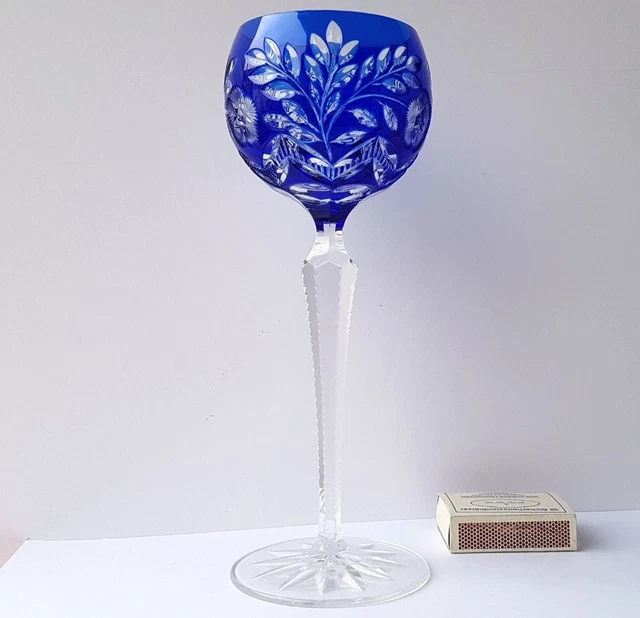 Verre à Vin Cristal Émail Bleu de Cobalt Ponçage à la Main Moser ? Um 1930 L848