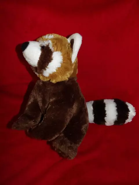 Doudou Créations Dani Peluche Raton Laveur Marron Roux Blanc  26 cm
