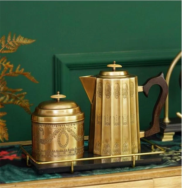 New Retro Style Solid Brass Kitchen Storage Tank Coffee Pot Sugar Bowl Storage .