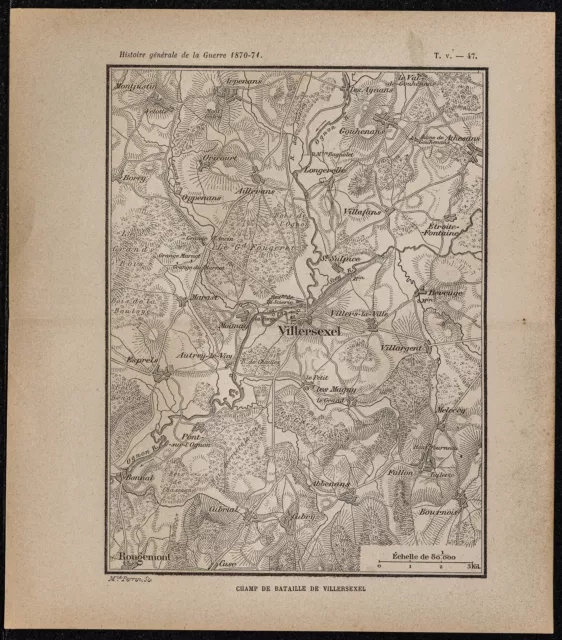 1898ca - Bataille de Villersexel (Haute-Saône) 1871 - Carte guerre 1870 - Plan