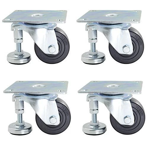 Nylon Wheel Caster w/Adjustable System for Worktable, Swivel Top Plate 3 Inch