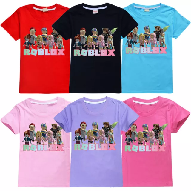 Boys Girls Roblox Summer Casual Short Sleeve 100% Cotton T-Shirt Tops Gift UK