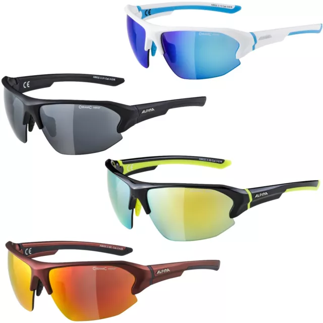 Alpina Sonnenbrille Sportbrille Damen Herren 100% UV-Schutz Halbrahmen Nasenpads