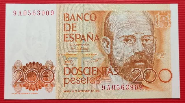 !! SERIE ESPECIAL 9A !1 Billete 200 pesetas SERIE DE SUSTITUCIÓN !1 PLANCHA /SC