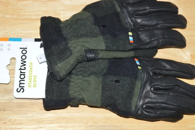 smartwool stagecoach gloves touch screen leather glove olive black Medium