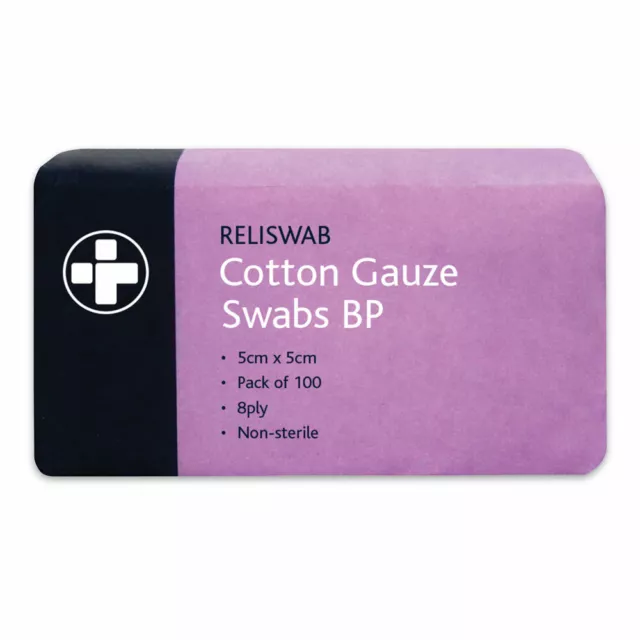 100 Qualität Reliswab 5 x 5 cm Baumwollgaze Tupfer BP 8-lagig NEU