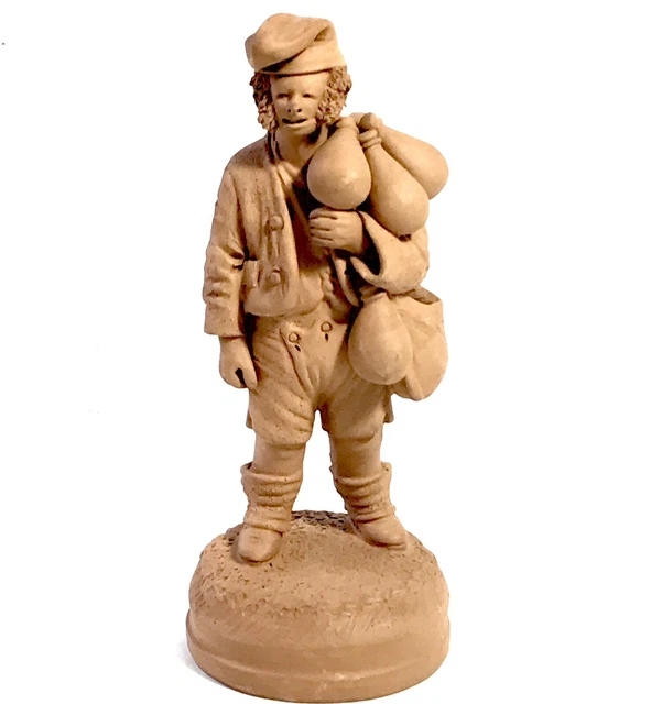 Ancien Santon Provençal Pêcheur – Terre Cuite Et Fer, Pour Crèche De Noël – Vintage