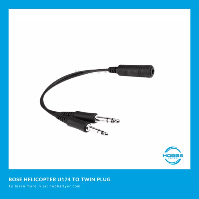 Helicopter U174 TO Dual GA Twin Plug Adapter for Bose A20 Headset