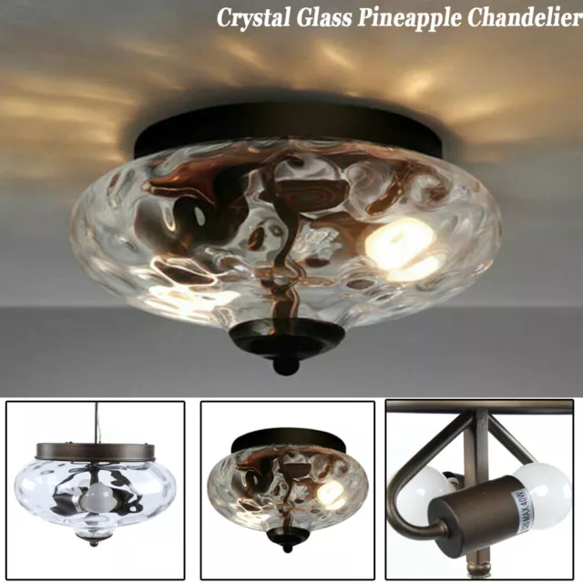 Flush Mount Ceiling Fixture Glass Pendant Light Lamp Farmhouse Chandelier