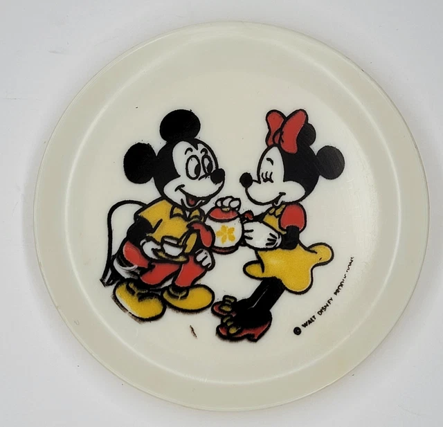 RARE VINTAGE MICKEY MOUSE Walt Disney Productions 4" Melamine Plastic