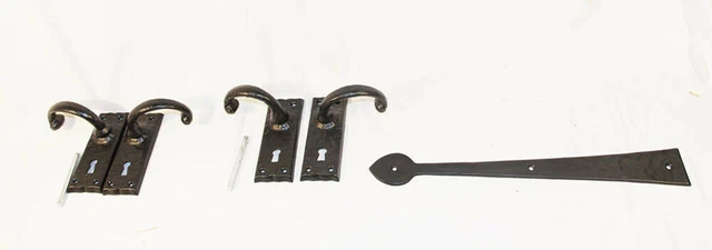 16.5" Faux Spade Strap Hinge & Door Lever Hardware Cast Iron Antique Style Lot