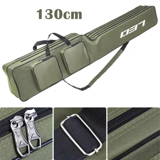 130cm 2Layer Fishing Rod Reel Bag Fishing Pole Gear Tackle Carry Case Carrier