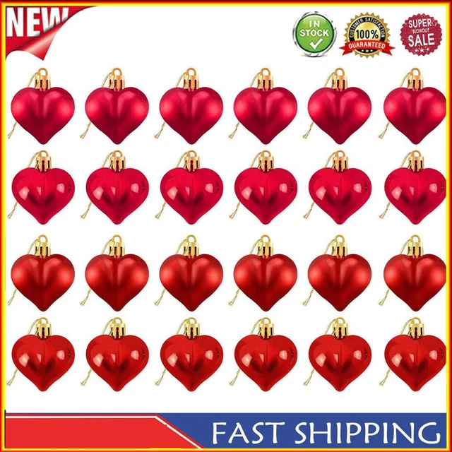 Christmas Love Balls Ornaments, Heart Shaped Assorted Pendant Set, Shatterproof