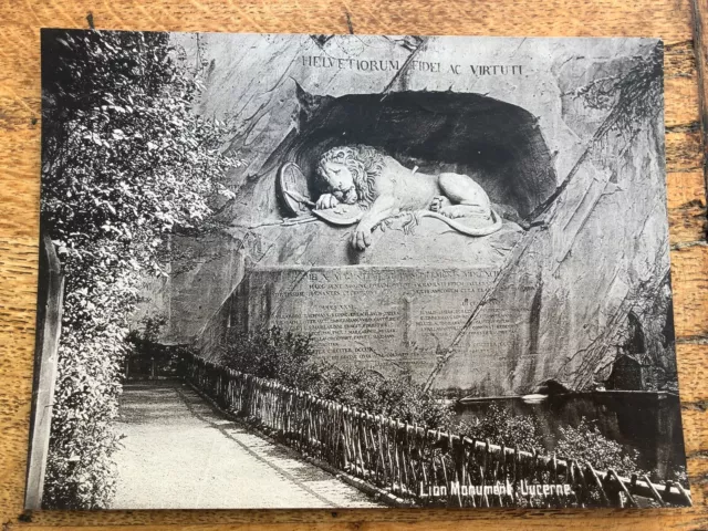 1890s albumen print photo " lion monument  - lucerne "