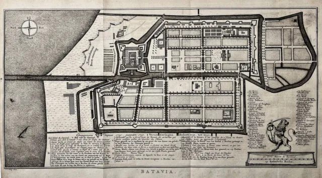 Batavia Jakarta Java Indonesia Plan Copper Stitch Engraving 1763