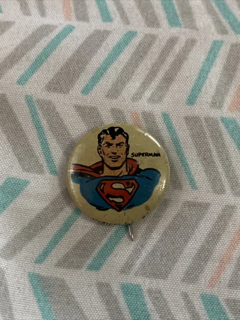 VINTAGE SUPERMAN 1940s KELLOGG'S PEP BUTTON PIN PINBACK**NICE**