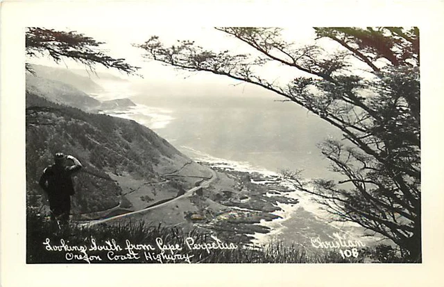 Or-Oregon Coast Highway-View South From Cape Perpetua-Rppc-Postcard-Q8645